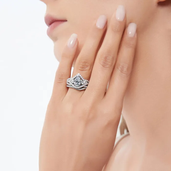 Rings BERRICLE Wishbone Woven 13ct CZ Ring Set in Sterling Silver