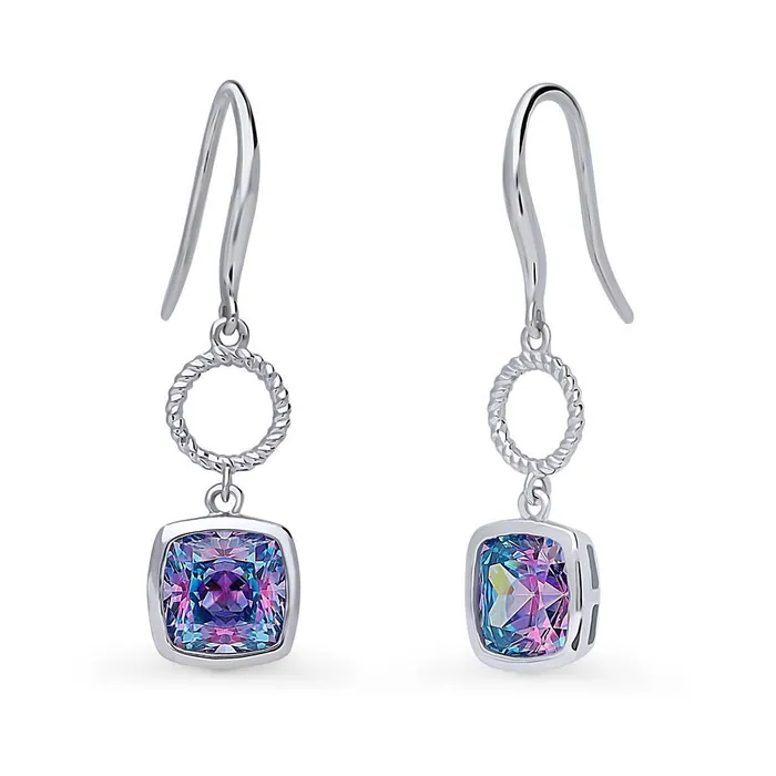 Rings BERRICLE Woven Open Circle Purple Aqua CZ Set in Sterling Silver