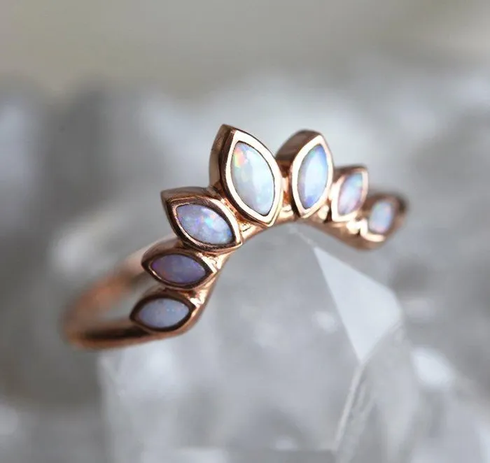 Rings Capucinne Opal Wedding Band Nesting Marquise Opal Ring
