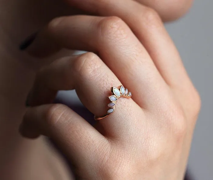 Rings Capucinne Opal Wedding Band Nesting Marquise Opal Ring