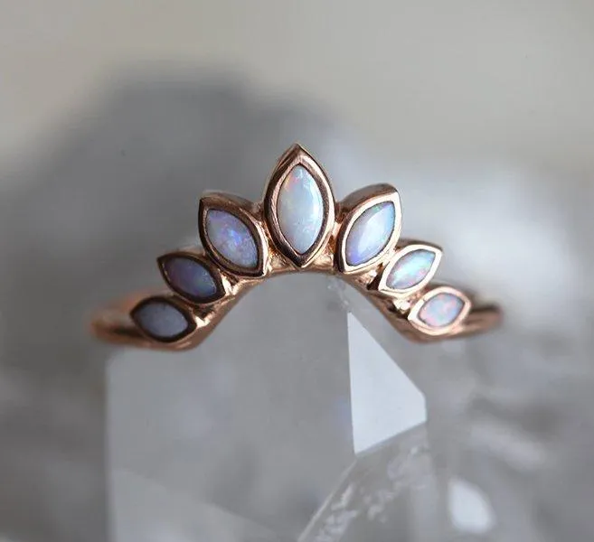 Rings Capucinne Opal Wedding Band Nesting Marquise Opal Ring