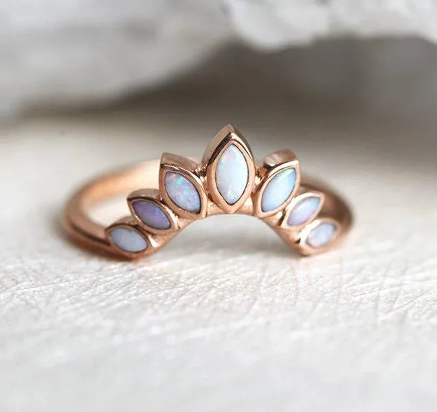 Rings Capucinne Opal Wedding Band Nesting Marquise Opal Ring