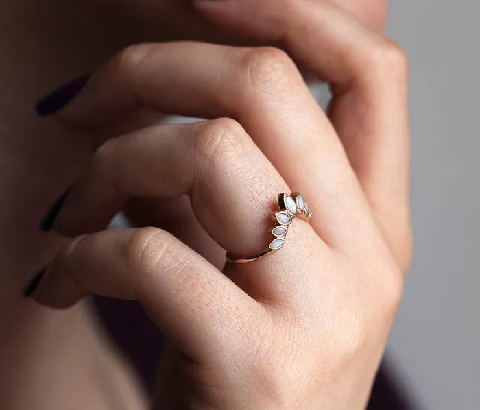 Rings Capucinne Opal Wedding Band Nesting Marquise Opal Ring