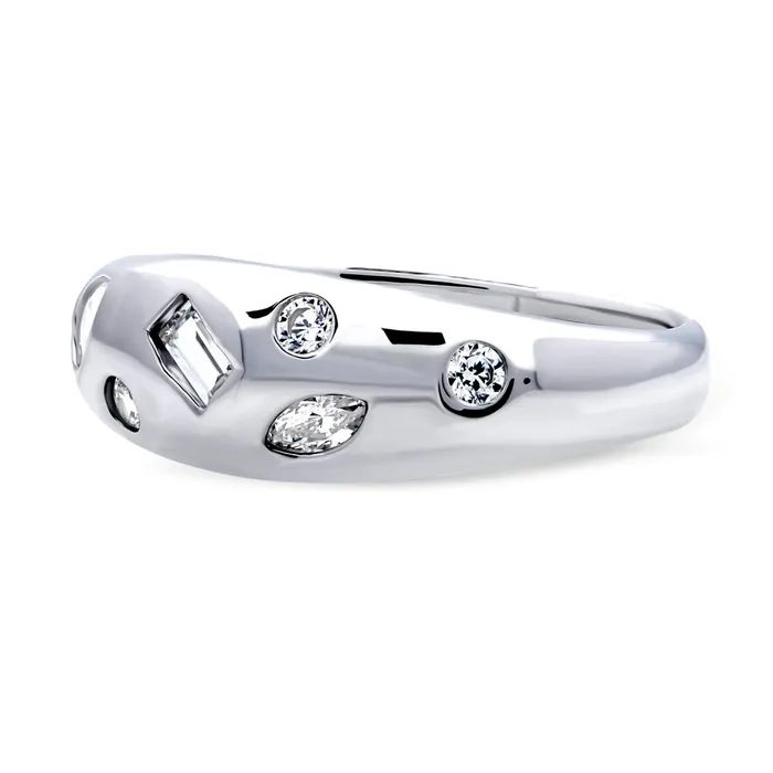 Rings Dome CZ Stackable Band in Sterling Silver BERRICLE