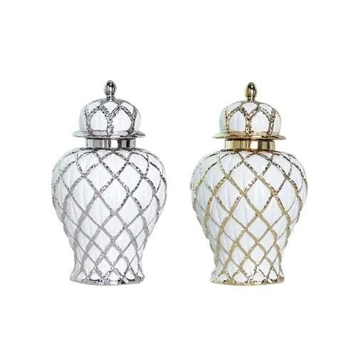 Rings Dropshipped via Social Commerce Network MYADDICTION Decorative Ginger Jar Modern Flower Arrangement for Wedding Centerpiece Cafe White Silver