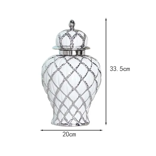 Rings Dropshipped via Social Commerce Network MYADDICTION Decorative Ginger Jar Modern Flower Arrangement for Wedding Centerpiece Cafe White Silver