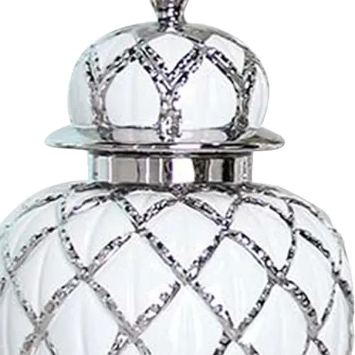 Rings Dropshipped via Social Commerce Network MYADDICTION Decorative Ginger Jar Modern Flower Arrangement for Wedding Centerpiece Cafe White Silver