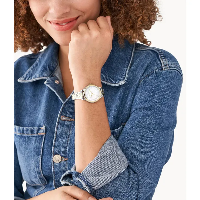 Rings Fossil Fossil Womens Laney ThreeHand TwoTone Stainless Steel Watch Rings Fossil Fossil Womens Laney ThreeHand TwoTone Stainless Steel Watch