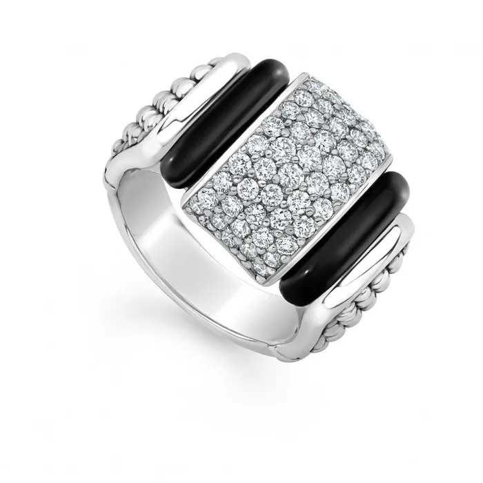 Rings LAGOS Black Caviar Black Ceramic Caviar Diamond Statement Ring