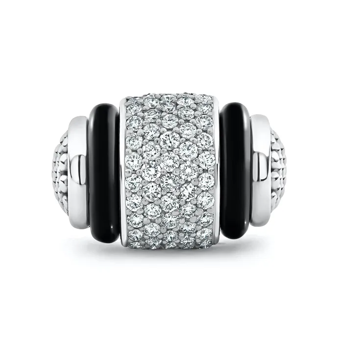 Rings LAGOS Black Caviar Black Ceramic Caviar Diamond Statement Ring Rings LAGOS Black Caviar Black Ceramic Caviar Diamond Statement Ring