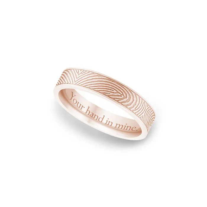 Rings Legacy Touch 14k Rose Gold 4mm Flat Fingerprint Ring