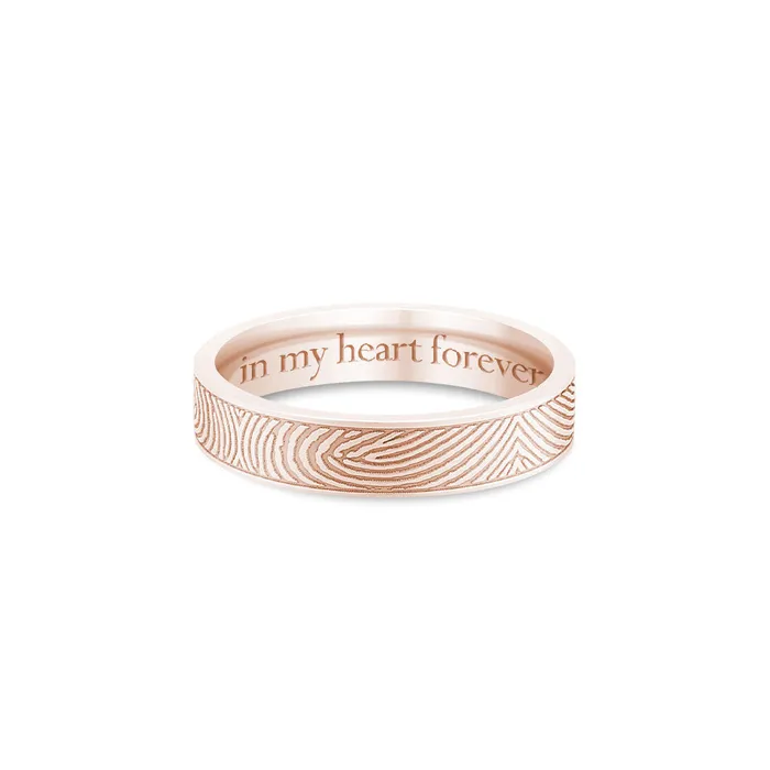 Rings Legacy Touch 14k Rose Gold 4mm Flat Fingerprint Ring