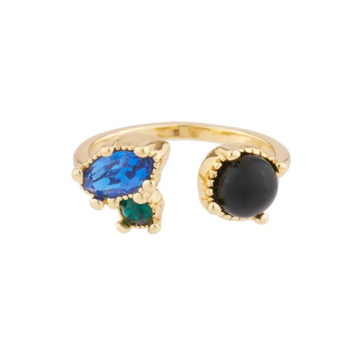Rings Les Nereides Les NereidesYou And I Ring Ring With Onyx And Blue And Green RhinestoneOne Size