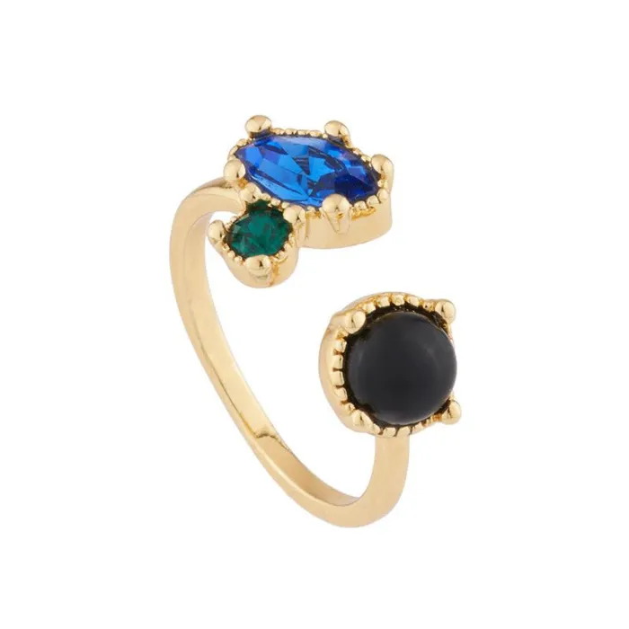 Rings Les Nereides Les NereidesYou And I Ring Ring With Onyx And Blue And Green RhinestoneOne Size Rings Les Nereides Les NereidesYou And I Ring Ring With Onyx And Blue And Green RhinestoneOne Size