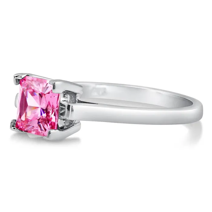 Rings Solitaire 16ct Pink Princess CZ Ring in Sterling Silver BERRICLE