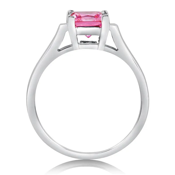 Rings Solitaire 16ct Pink Princess CZ Ring in Sterling Silver BERRICLE