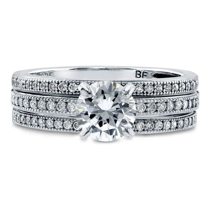 Rings Solitaire 1ct CZ Ring Set in Sterling Silver BERRICLE