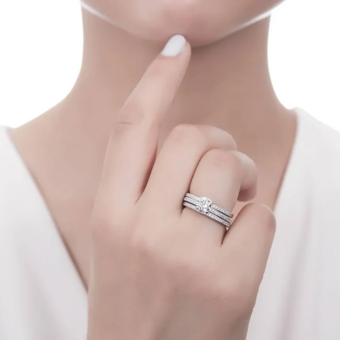 Rings Solitaire 1ct CZ Ring Set in Sterling Silver BERRICLE