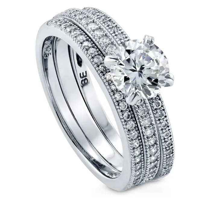 Rings Solitaire 1ct CZ Ring Set in Sterling Silver BERRICLE