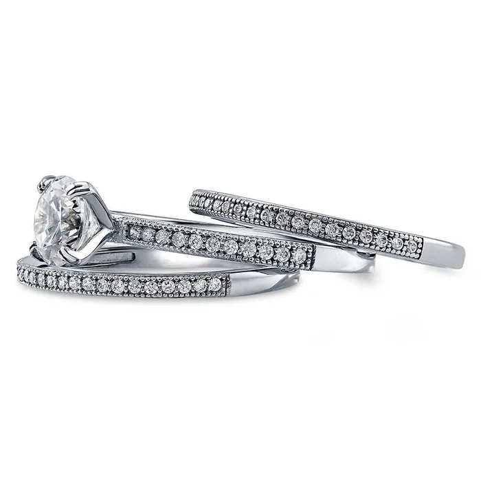 Rings Solitaire 1ct CZ Ring Set in Sterling Silver BERRICLE