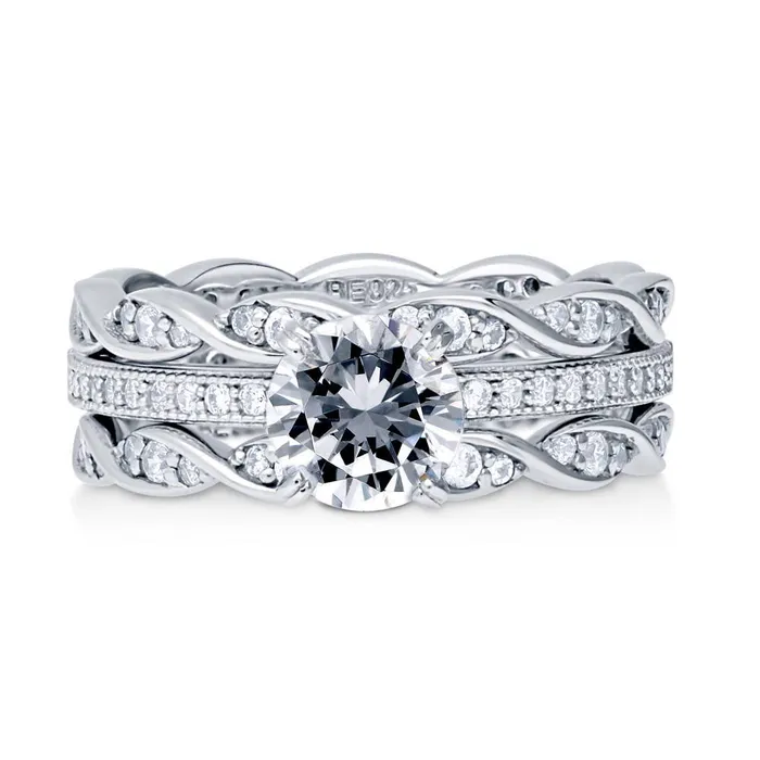 Rings Solitaire Woven 1ct CZ Ring Set in Sterling Silver BERRICLE