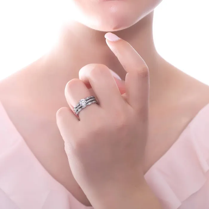 Rings Solitaire Woven 1ct CZ Ring Set in Sterling Silver BERRICLE