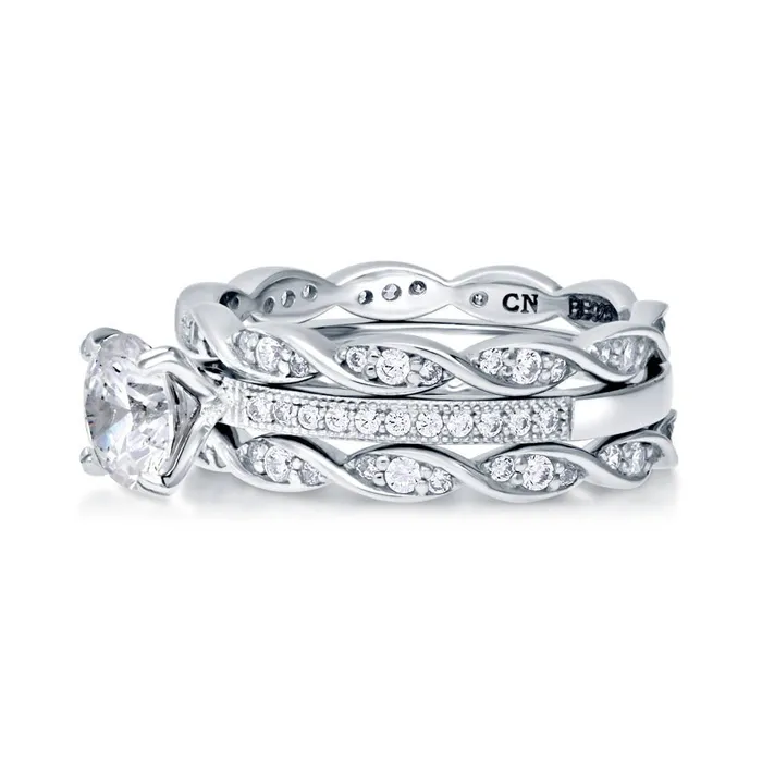 Rings Solitaire Woven 1ct CZ Ring Set in Sterling Silver BERRICLE