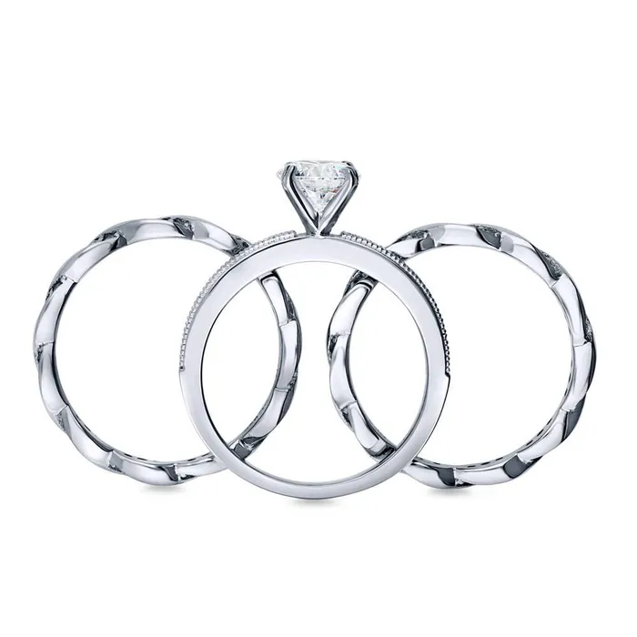 Rings Solitaire Woven 1ct CZ Ring Set in Sterling Silver BERRICLE