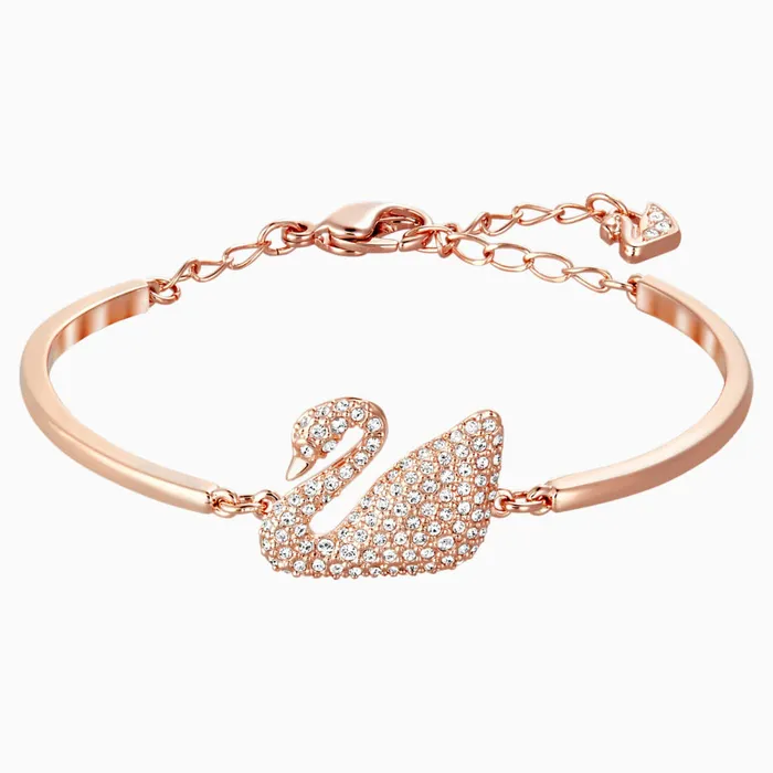Rings Swarovski Swarovski Swan Bangle White RoseGold Tone Plated Size M