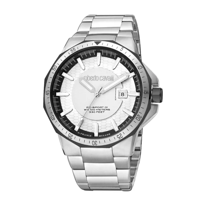 Roberto Cavalli Roberto Cavalli by Franck Muller Mens Watch Two Tone Silver Black Color Rings