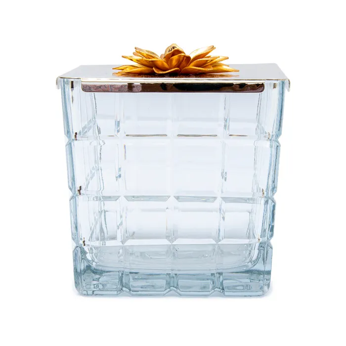Select Home Select Home New Lotus Square Cut Glass Case Silver Rings