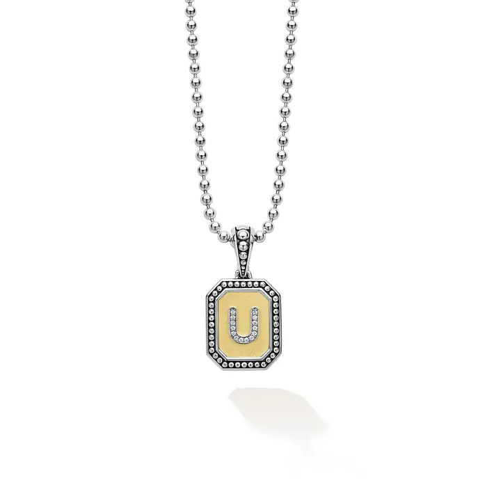 Signature Caviar Octagon Diamond U Initial Charm Necklace LAGOS Necklaces