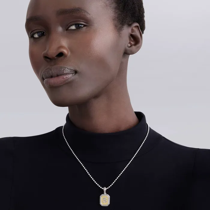 Signature Caviar Octagon Diamond U Initial Charm Necklace LAGOS Necklaces Signature Caviar Octagon Diamond U Initial Charm Necklace LAGOS Necklaces