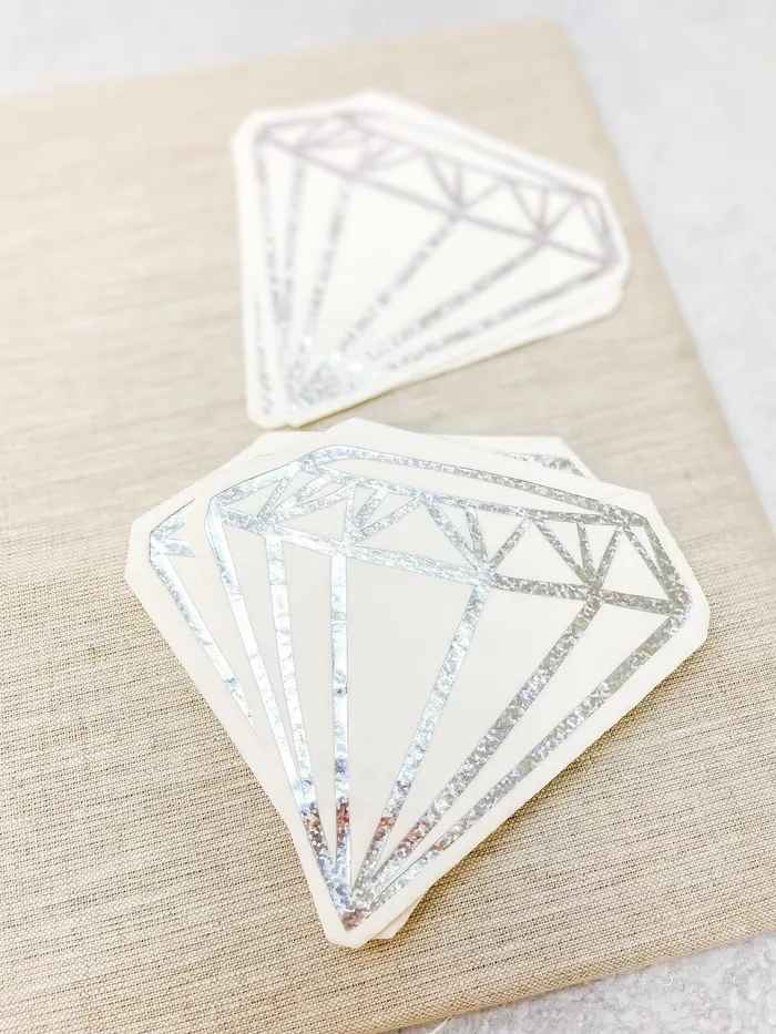 Slant Rings Silver Diamond Shaped Cocktail Napkins