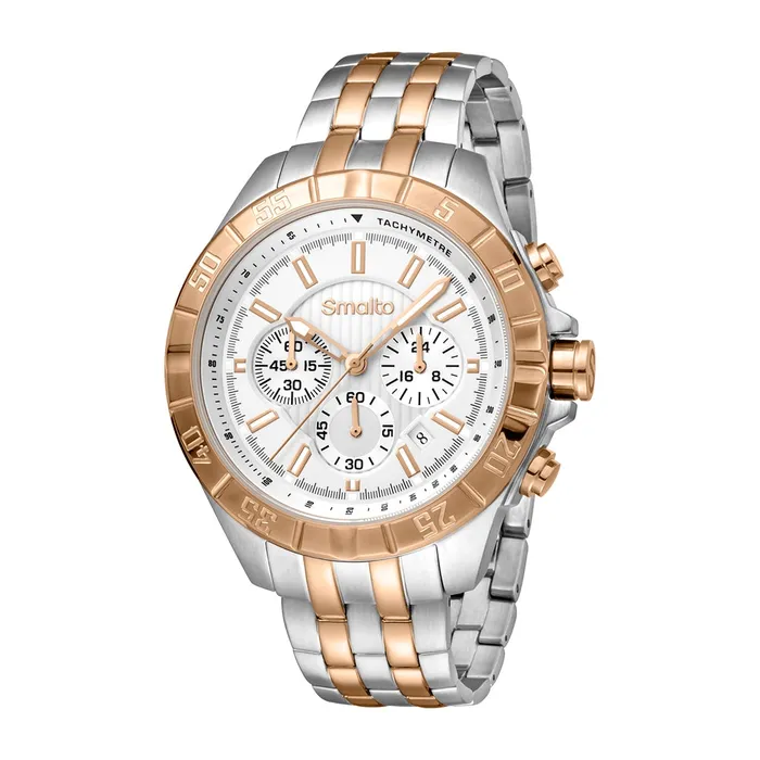 Smalto Rings Smalto Mens Two Tone Chronograph Watch With Black Dial