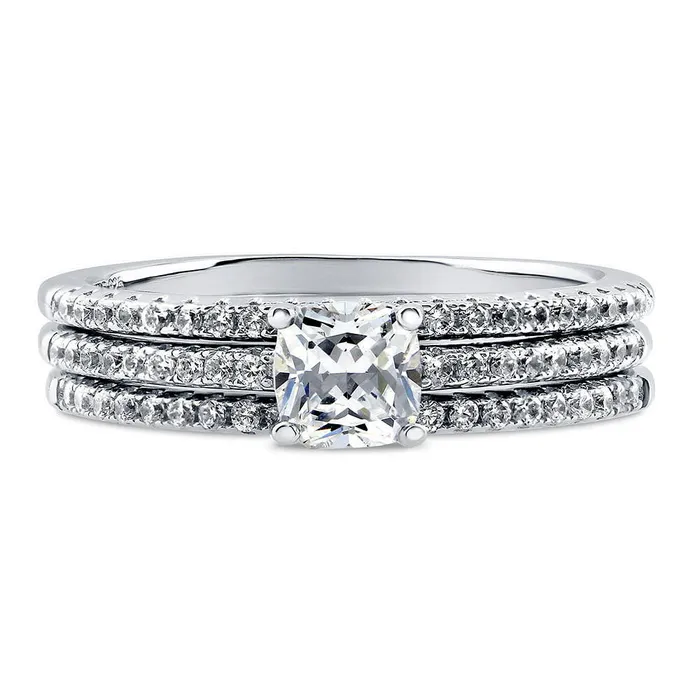 Solitaire 06ct Cushion CZ Ring Set in Sterling Silver BERRICLE Rings