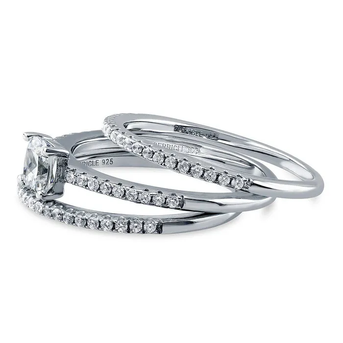 Solitaire 06ct Cushion CZ Ring Set in Sterling Silver BERRICLE Rings