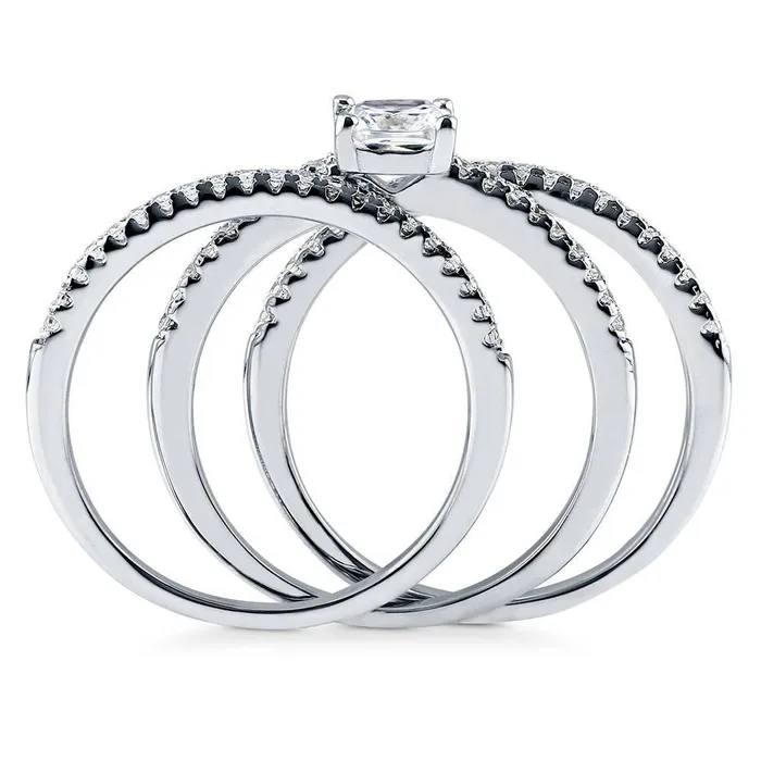 Solitaire 06ct Cushion CZ Ring Set in Sterling Silver BERRICLE Rings