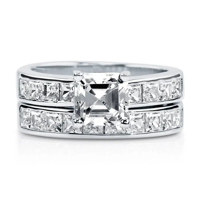 Solitaire 16ct Asscher CZ Ring Set in Sterling Silver BERRICLE Rings