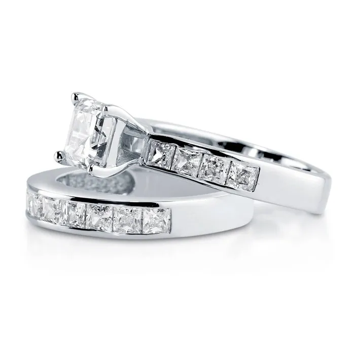 Solitaire 16ct Asscher CZ Ring Set in Sterling Silver BERRICLE Rings