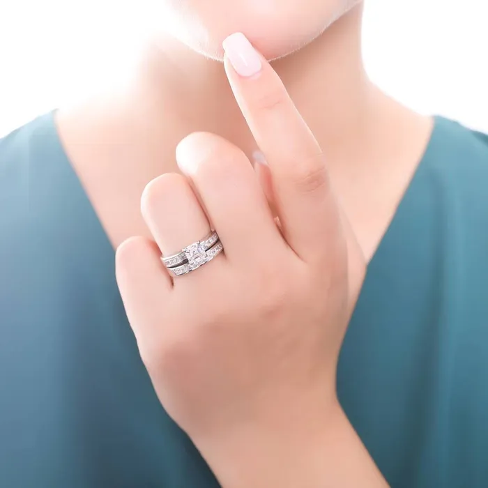 Solitaire 16ct Asscher CZ Ring Set in Sterling Silver BERRICLE Rings