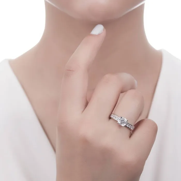 Solitaire 16ct Asscher CZ Ring Set in Sterling Silver BERRICLE Rings