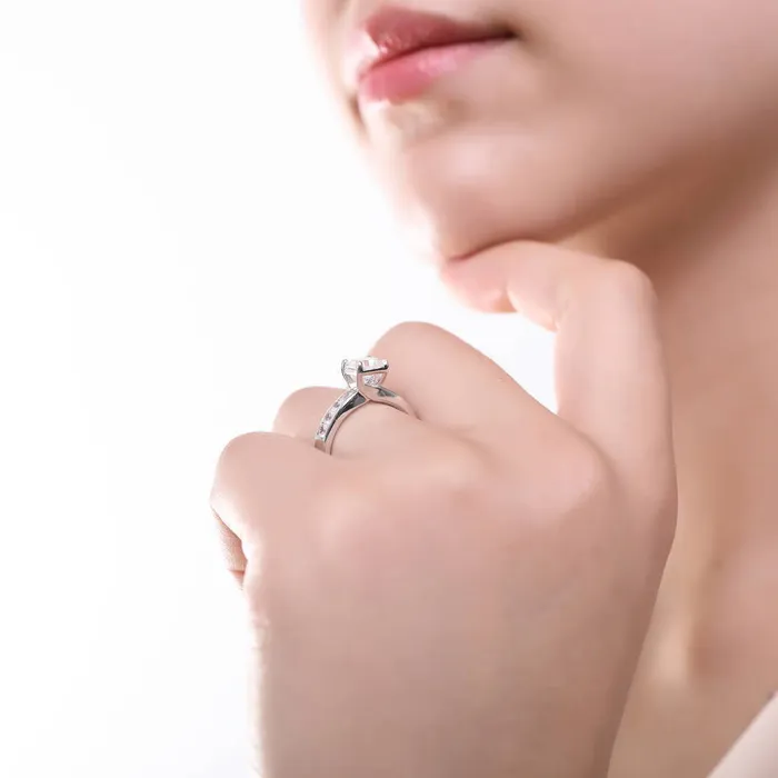 Solitaire 16ct Asscher CZ Ring Set in Sterling Silver BERRICLE Rings