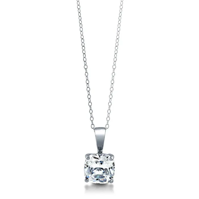 Solitaire 3ct Cushion CZ Necklace in Sterling Silver BERRICLE Necklaces