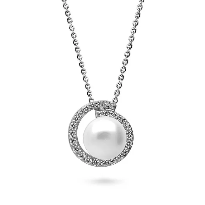 Solitaire Button Cultured Pearl Set in Sterling Silver BERRICLE Earrings