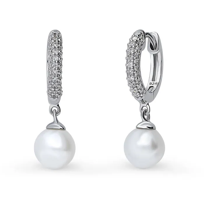 Solitaire Cultured Pearl Earrings in Sterling Silver BERRICLE Earrings