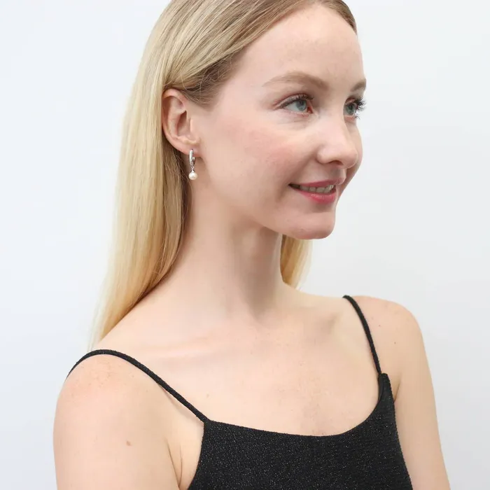 Solitaire Cultured Pearl Earrings in Sterling Silver BERRICLE Earrings