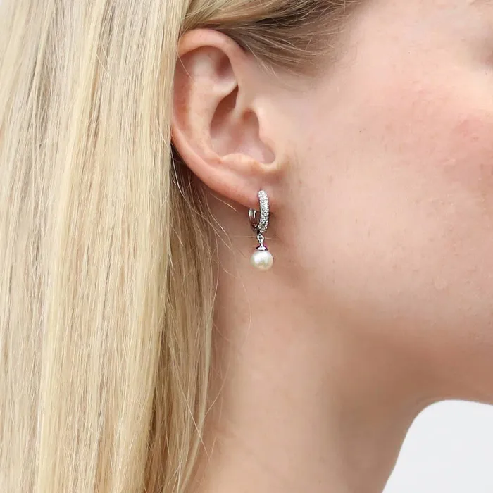 Solitaire Cultured Pearl Earrings in Sterling Silver BERRICLE Earrings