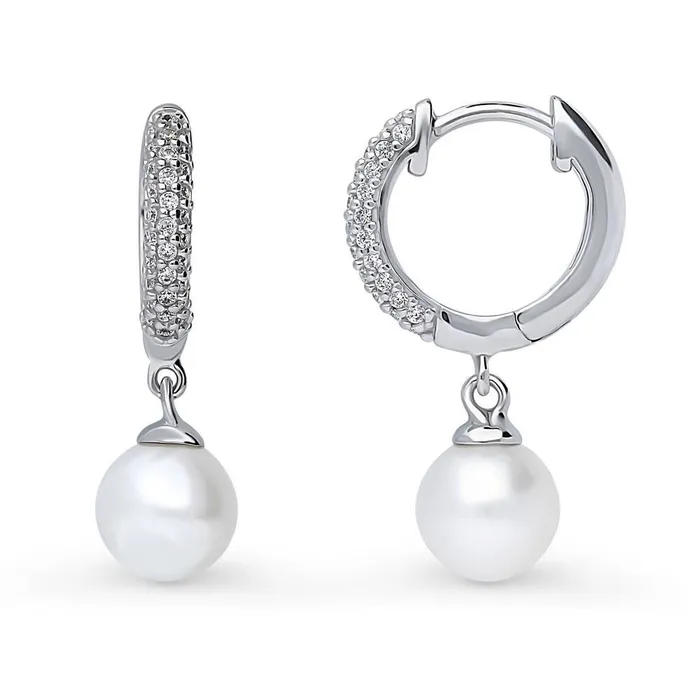 Solitaire Cultured Pearl Earrings in Sterling Silver BERRICLE Earrings