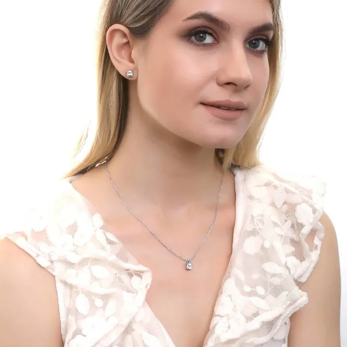 Solitaire CZ Stud Earrings in Sterling Silver 25ct BERRICLE Earrings